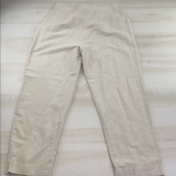 L’Academie Mina High Waist Linen Blend Pants Nude - Picture 9 of 12